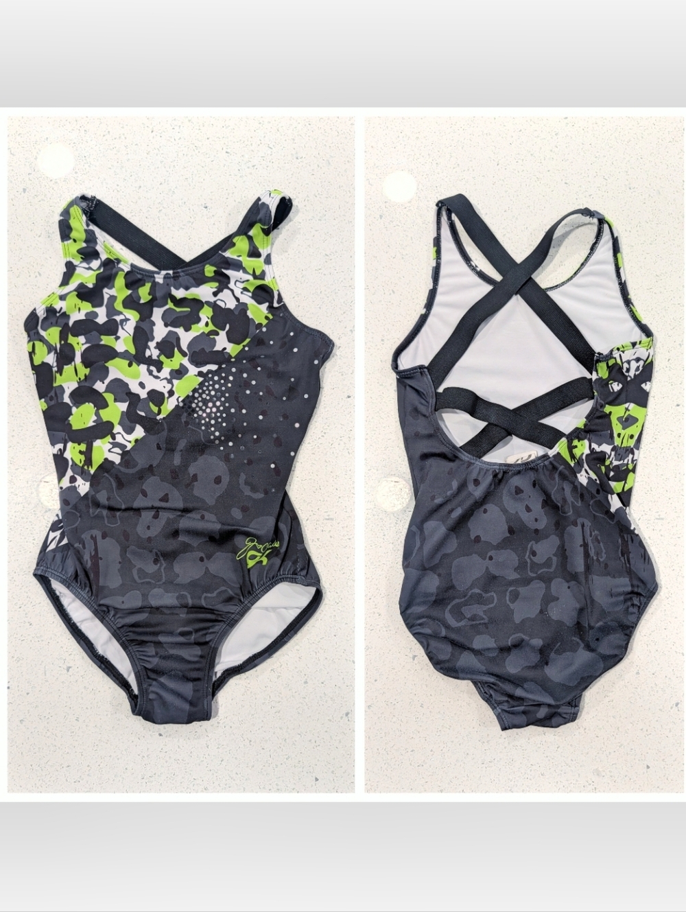 CUTE JORDAN CHILES GK Elite Gymnastics Leotard AXS SMALL ULTRA SOFT Stappy Green